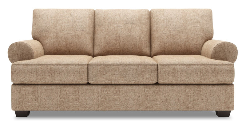 Made in Canada Customizable Sofa Lab Roll 86\" Chenille Fabric Sofa with Rolled Arms - Luxury Taupe