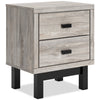 ["Zen Bedside 2-Drawer Nightstand with Built-in Charging Ports, 21.3\"W x 25\"H - Grey"]