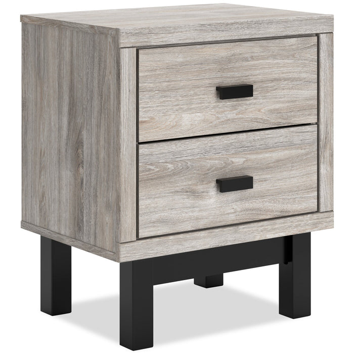 Zen Bedside 2-Drawer Nightstand with Built-in Charging Ports, 21.3\"W x 25\"H - Grey