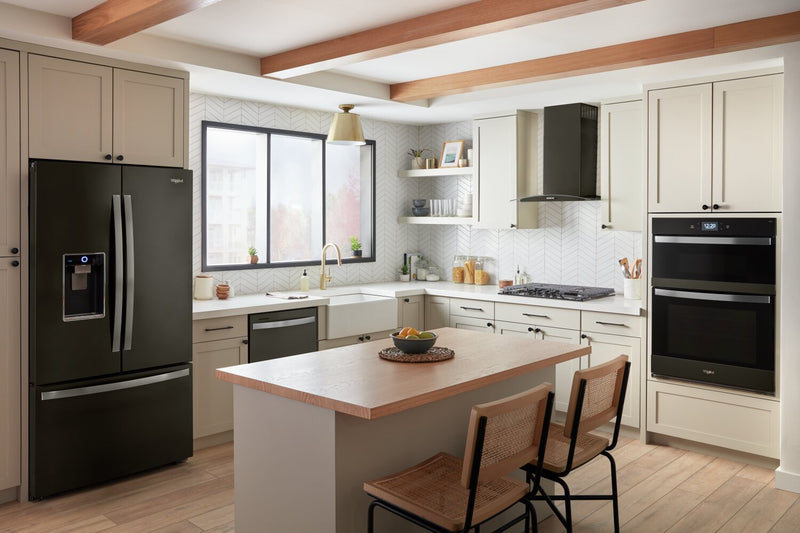 Whirlpool 30\" 5 Cu. Ft. Electric Combination Wall Oven with True Convection - Black Stainless Steel with PrintShield™ Finish - WOEC7030PV