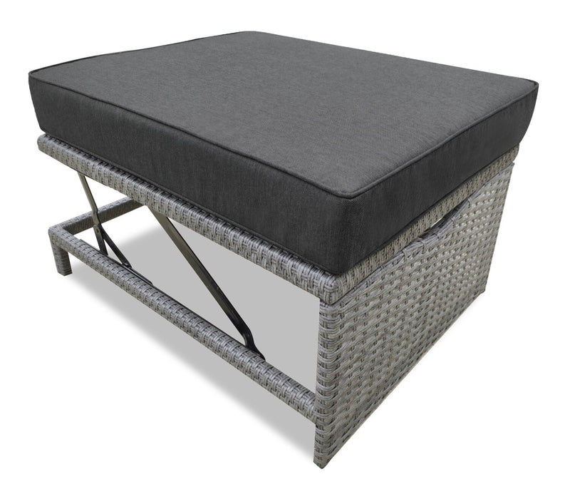 Cuba Canopy Outdoor Patio Conversation Set with Canopy Sofa, Ottoman & 2 Self-Storing Ottomans - Hand-Woven Resin Wicker, UV & Weather Resistant - Charcoal