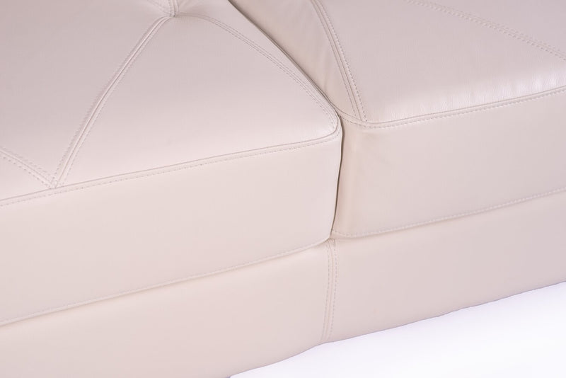 Chateau d’Ax Vita 70\" 100% Genuine Leather Loveseat with Diamond Pattern Stitching and Wood Legs - Smoke Grey