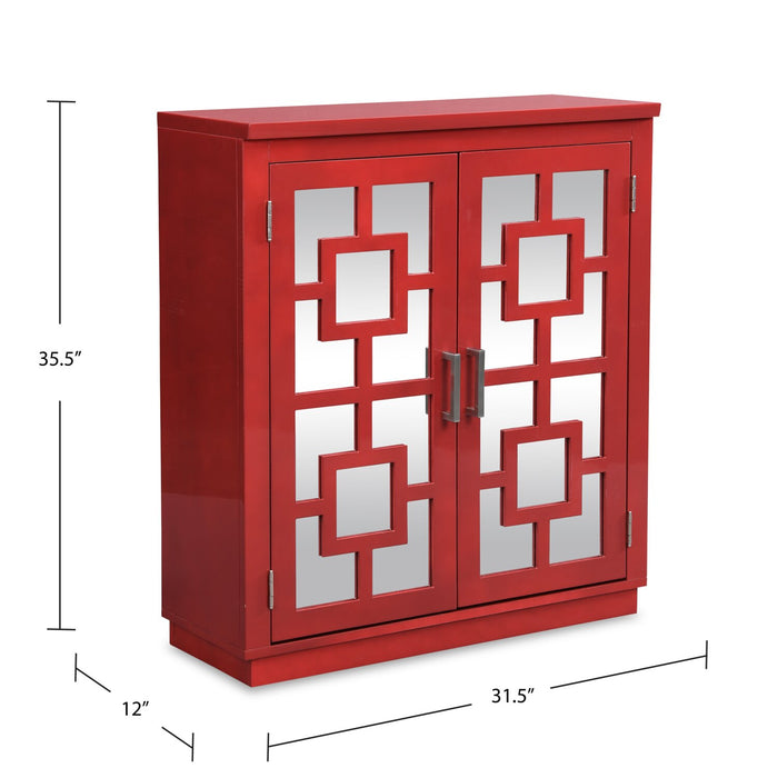 Darci 31.5\" Accent Cabinet with Mirrored Doors - Red
