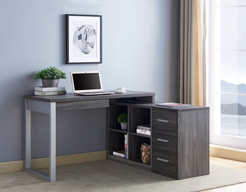 Owen 55\" Reversible Corner Office Office Desk with 4-Drawers & Cubbies - Distressed Grey