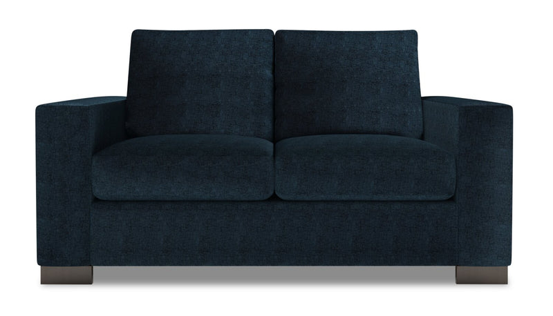 Made in Canada Customizable Sofa Lab Track  62\" Chenille Fabric Loveseat with Track Arms - Luxury Indigo Blue