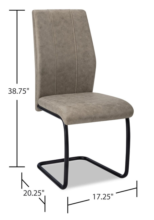 Heath Dining Chair with Vegan-Leather Fabric, Metal - Taupe