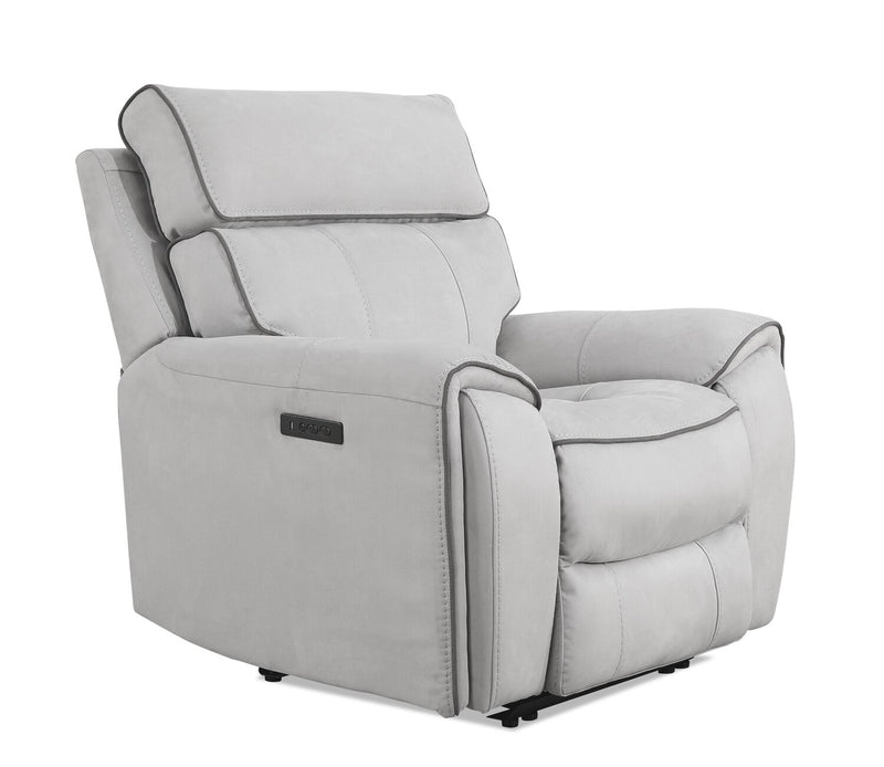 Cindy Crawford Home Newport 43\" Faux Suede Power Reclining Chair with Power Headrest - Grey