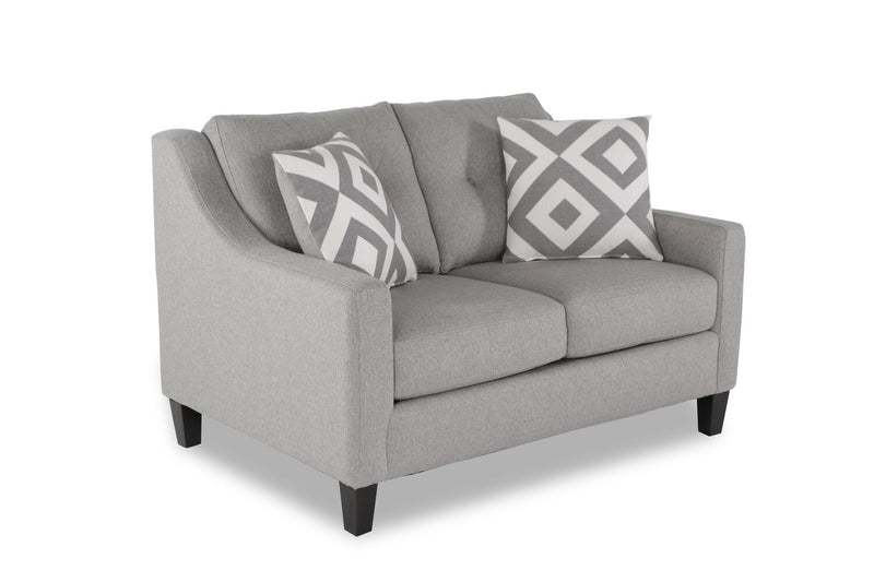 Made in Canada Cindy Crawford Home Kylie 55\" Linen-Look Loveseat with Wood Legs - Zeus Grey