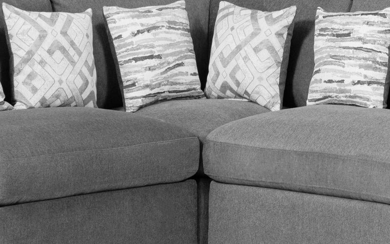 Scott Living Evolve Modular 4-Piece Linen-Look Fabric Sectional with Feather Down Cushions - Charcoal Grey