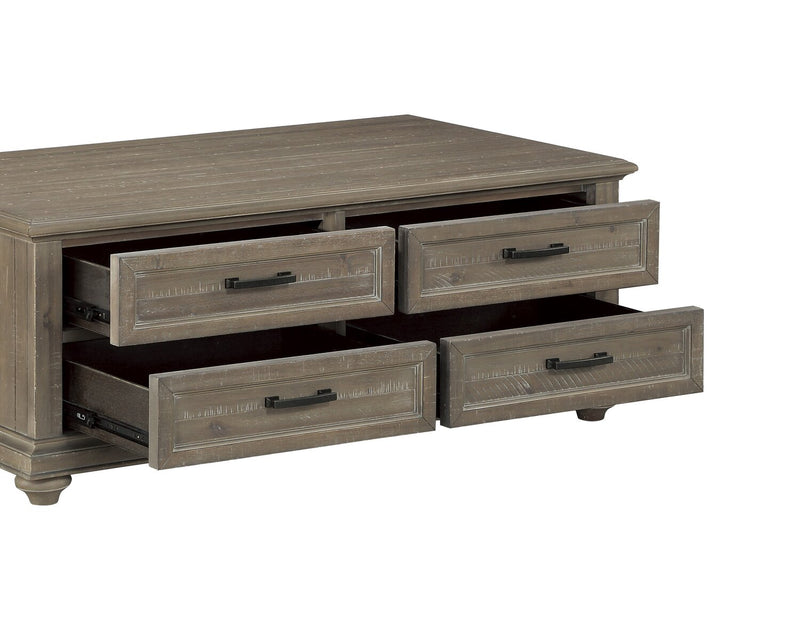 Winston 48\" Rustic Coffee Table with Storage - Light Brown with Driftwood Finish