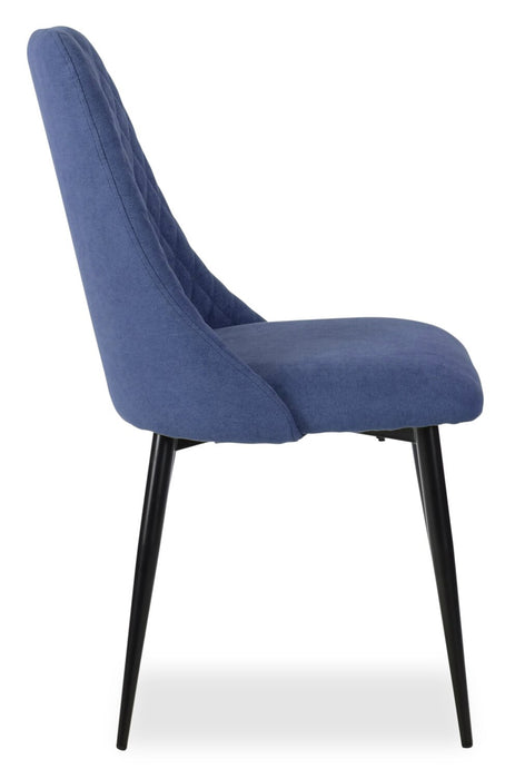 Miya Dining Chair with Polyester Fabric, Metal - Navy Blue