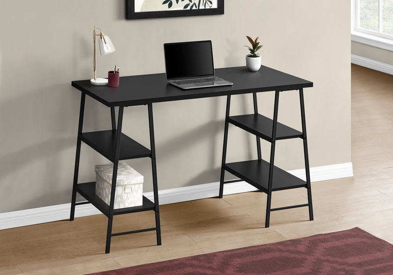 Jonnie 47.25\" Office Desk with Sawhorse-style Legs - Black