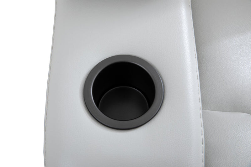 Cinema 79.6\" Leather-Look Fabric Power Reclining Home Theatre Seating with Two Seats - Cosmic Fog Grey