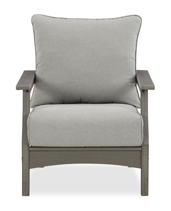 Cape Outdoor Patio Set of 2 Chairs - High Density Plastic & Nuvella Fabric , UV & Weather Resistant - Grey