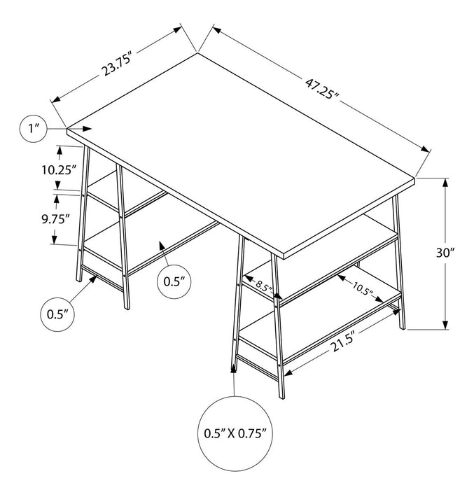 Jonnie 47.25\" Office Desk with Sawhorse-style Legs - Taupe