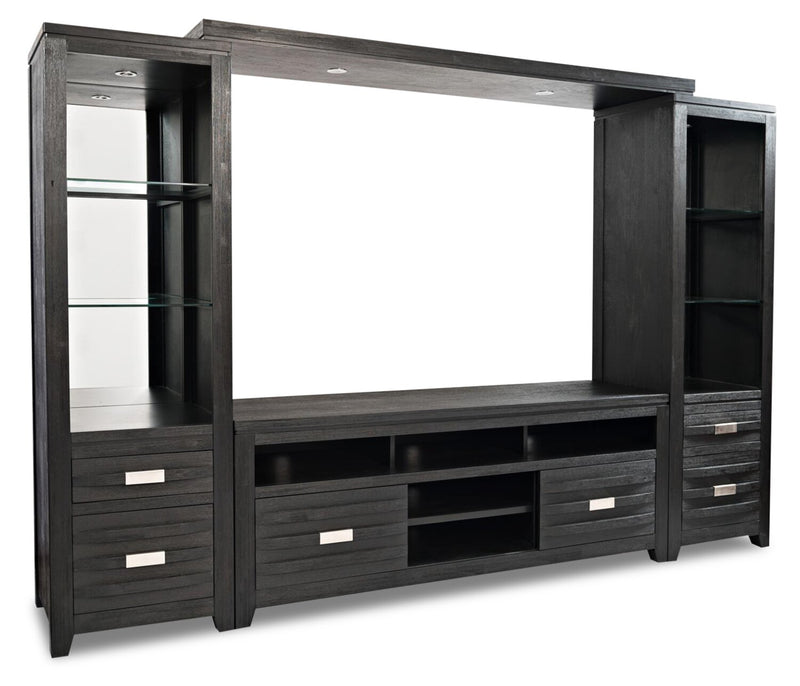 Bronx 104\" 4-Piece Wall Unit Entertainment Centre with Storage & Cable Management for TVs up to 65\"- Charcoal