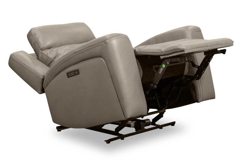 Scott Living Prescott 42.5\" Genuine Leather Power Reclining Chair with Power Headrest - Grey