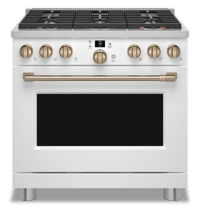 Cafe 6.2 Cu. Ft. Smart Gas Range with True European Convection and Self Clean Racks - Matte White - CGY366P4TW2