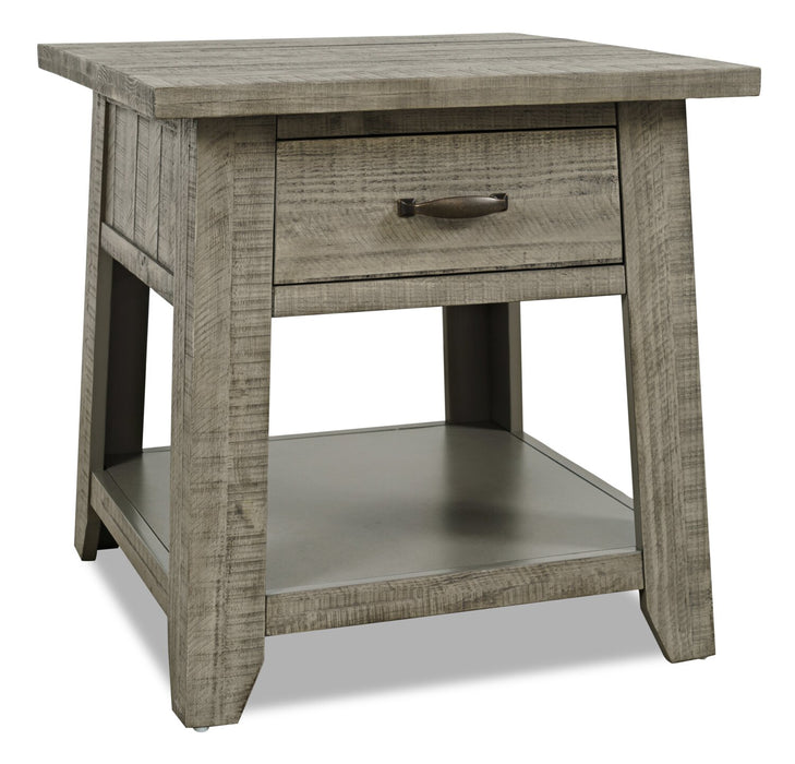 Colson 24\" Rustic End Table with Storage and Shelf - Driftwood 