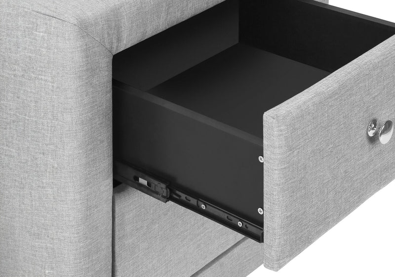 Zara Upholstered Bedside 2-Drawer Nightstand, 20.5\"W x 20.75\"H - Grey