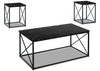 Kasey 42.25\" Modern 3-Pack Coffee + 2 End Tables - Black Marble Look with Black Metal Base