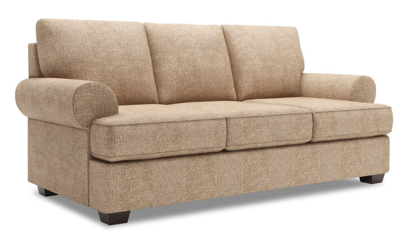 Made in Canada Customizable Sofa Lab Roll 86\" Chenille Fabric Sofa Bed with Rolled Arms - Luxury Taupe