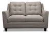 Novalee 57\" Linen-Look Fabric Loveseat with Flared Arms and Button Tufting - Taupe