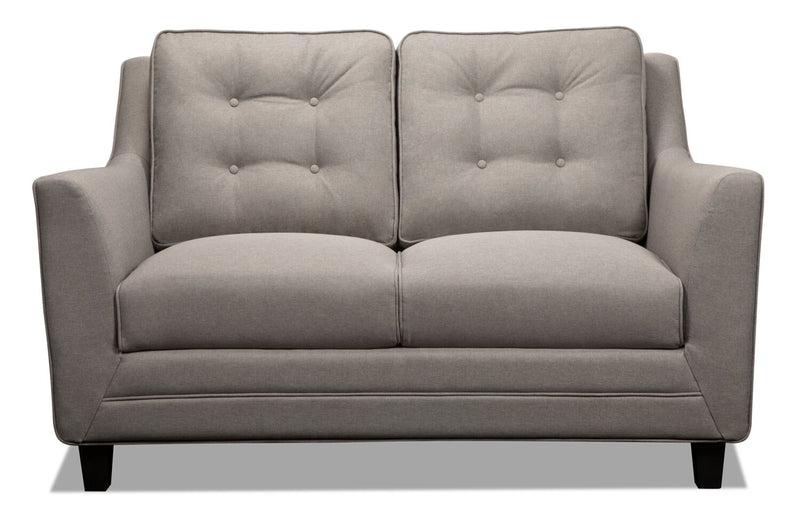 Novalee 57\" Linen-Look Fabric Loveseat with Flared Arms and Button Tufting - Taupe