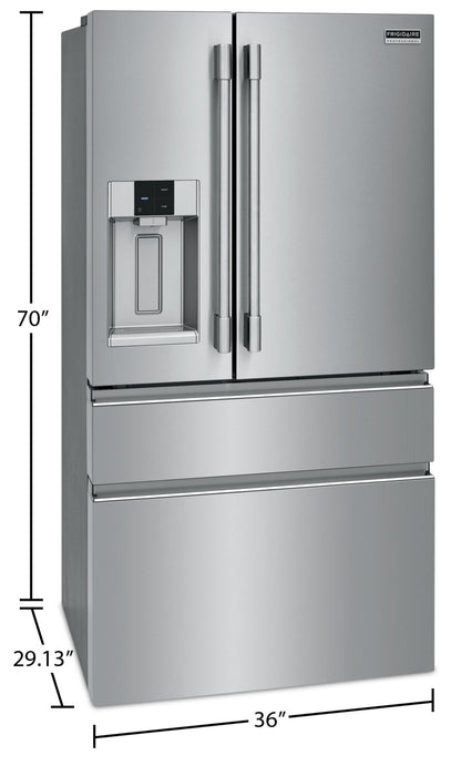 Frigidaire Professional 36\" 21.4 Cu. Ft. Counter-Depth 4-Door French-Door Refrigerator - Smudge-Proof® Stainless Steel\t - PRMC2285AF