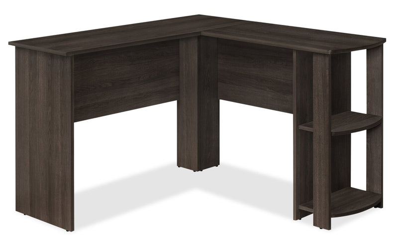 Eason 47\" L-Shaped Office Desk with Shelf- Oak