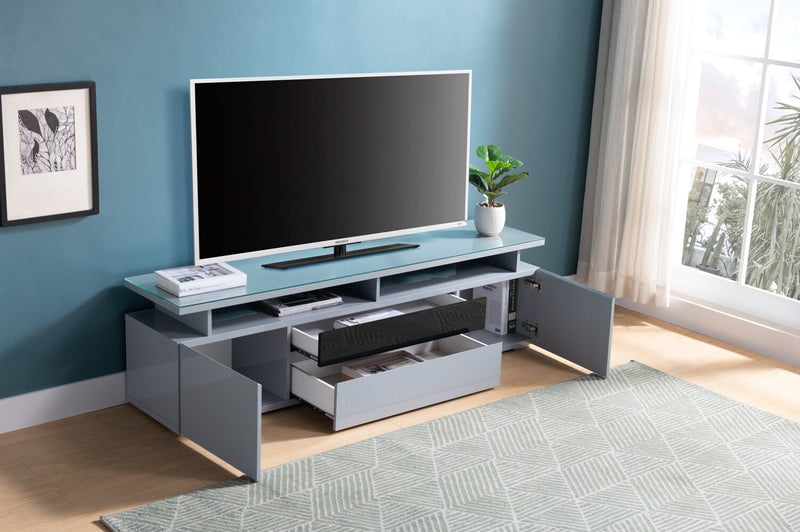 Adam 78\" Modern TV Stand with Storage and Cable Management for TVs up to 85\"- Grey