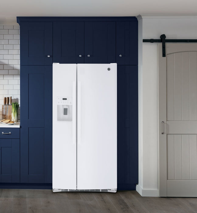 GE 33\" 23.2 Cu. Ft. Side-by-Side Refrigerator - White - GSS23GGPWW