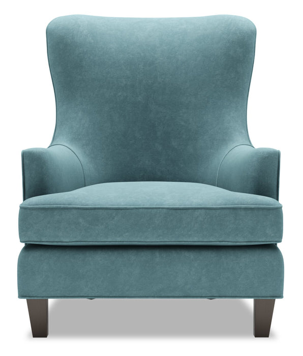 Made in Canada Sofa Lab Customizable Wingback 32\" Velvet Fabric Accent Chair - Sea Blue