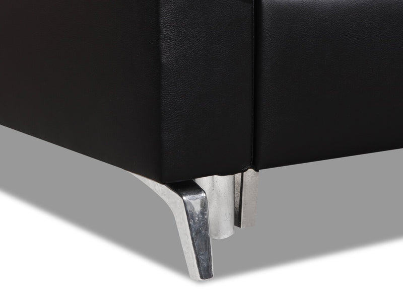 Wilson 77.5\" Leather-Look Fabric Sleeper Sofa with Drop-Down Back Cushions and Metal Legs - Black