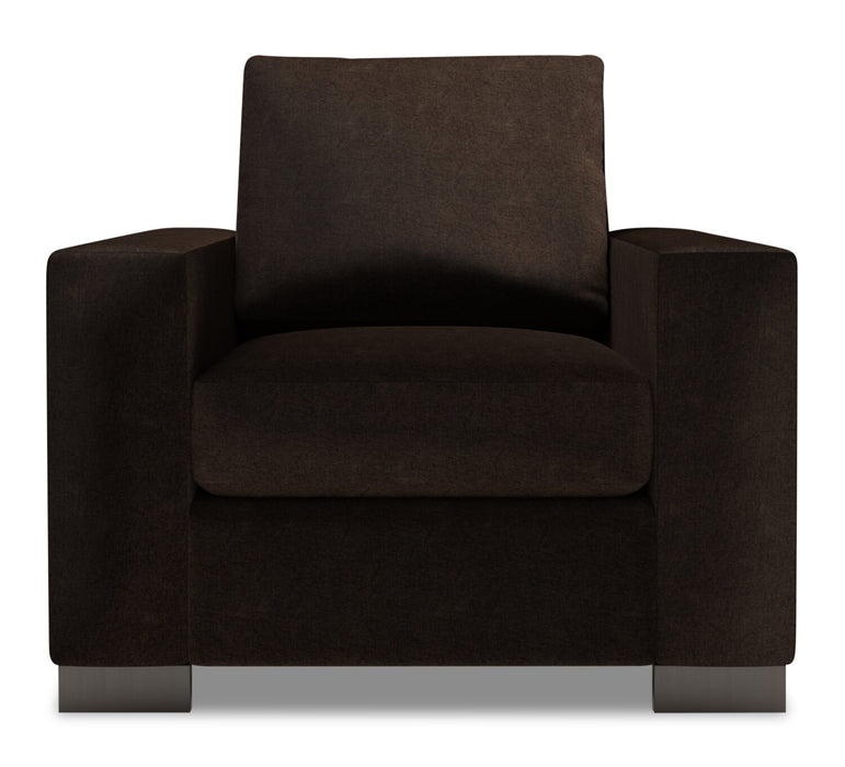 Made in Canada Sofa Lab Customizable Track 38\" Chenille Fabric Chair - Luxury Chocolate Brown