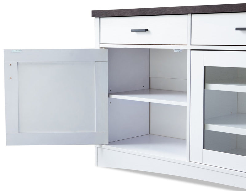 Emry 84\" TV Stand with Storage and Cable Management for TVs up to 90\"- White