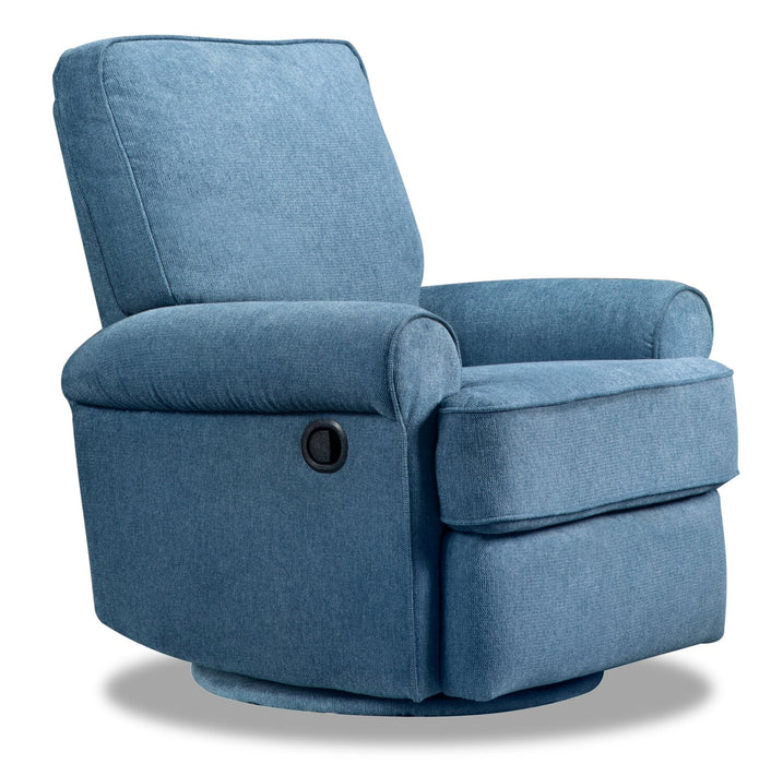 Bevin 34.4\" Chenille Fabric Swivel Glider Reclining Chair - Blue