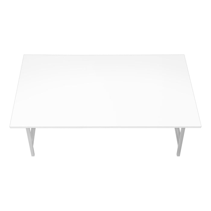Atlas 40\" Modern Coffee Table - White Top with Grey Metal Legs