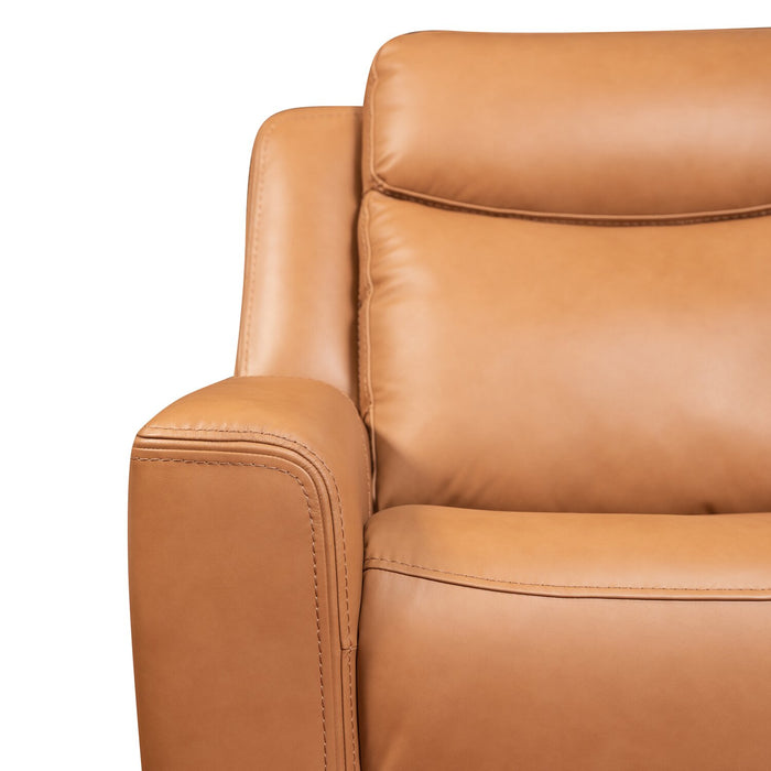 Scott Living Prescott 88.5\" Genuine Leather Power Reclining Sofa with Power Headrests - Butternut Brown