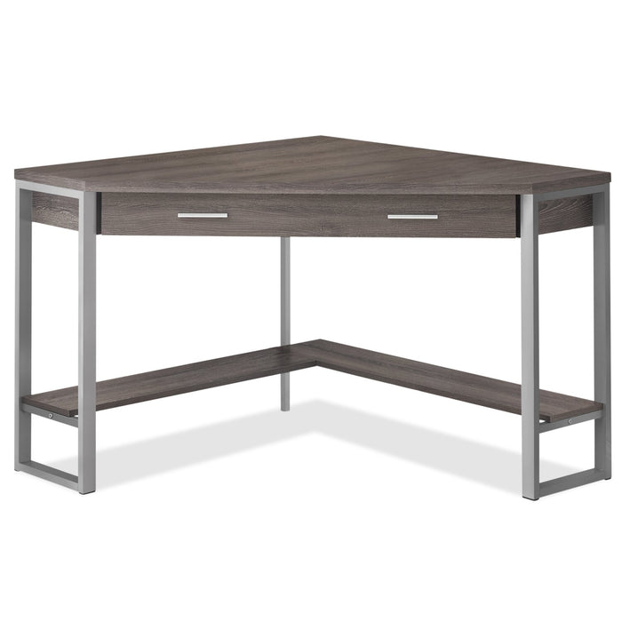 Christiana 42\" Corner Office Desk with Drawer -  Dark Taupe