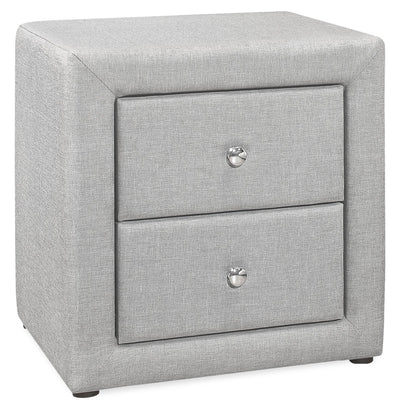 Zara Upholstered Bedside 2-Drawer Nightstand, 20.5"W x 20.75"H - Grey | Table de nuit rembourrée Zara de 20,5 po (l) x 20,75 po (H) à 2 tiroirs - grise