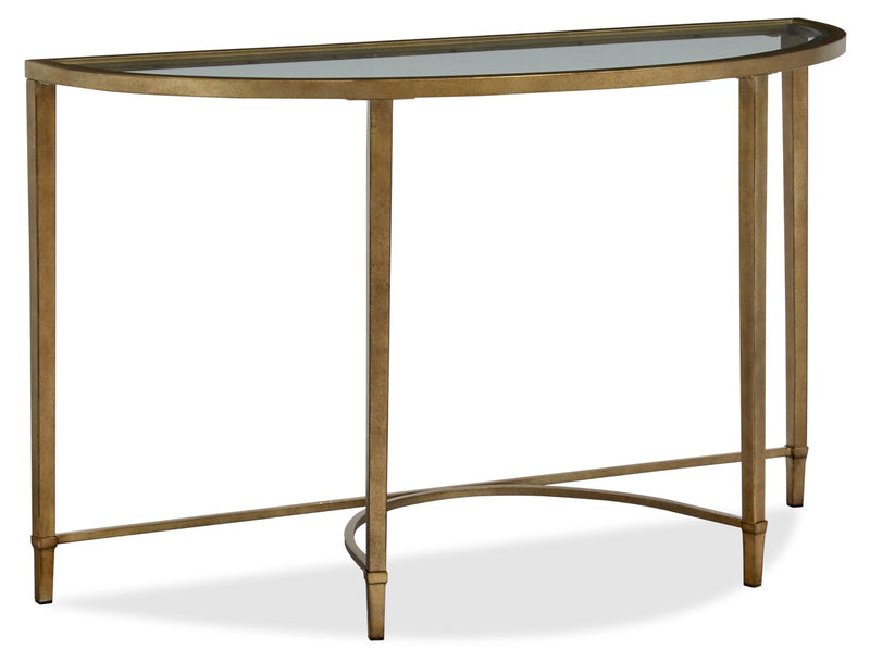 Copia 50\" Traditional Glass Top Sofa Table - Silver and Gold with Metal Base