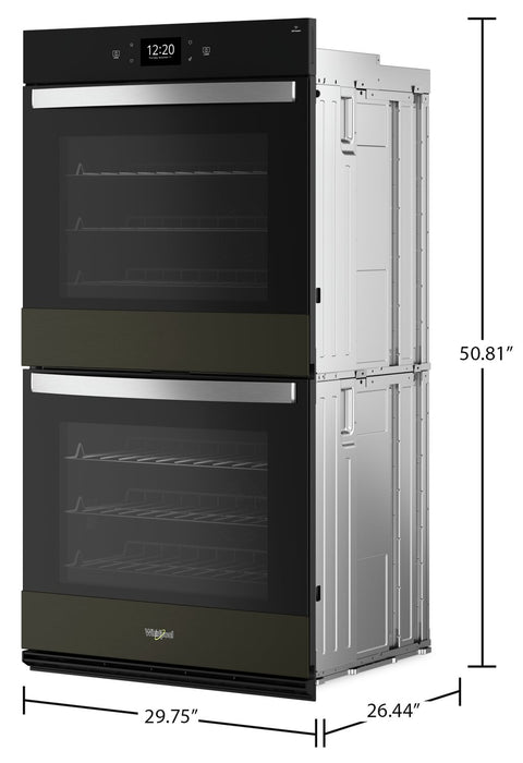 Whirlpool 30\" 10 Cu. Ft. Electric Double Wall Oven with True Convection - Black Stainless Steel with PrintShield™ Finish - WOED7030PV