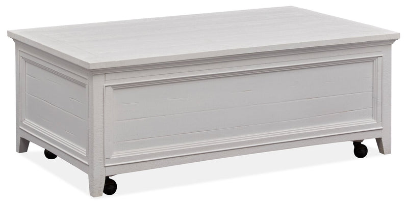 Heron Cove 50\" Traditional Lift Top Coffee Table with Storage and Casters - White Pine