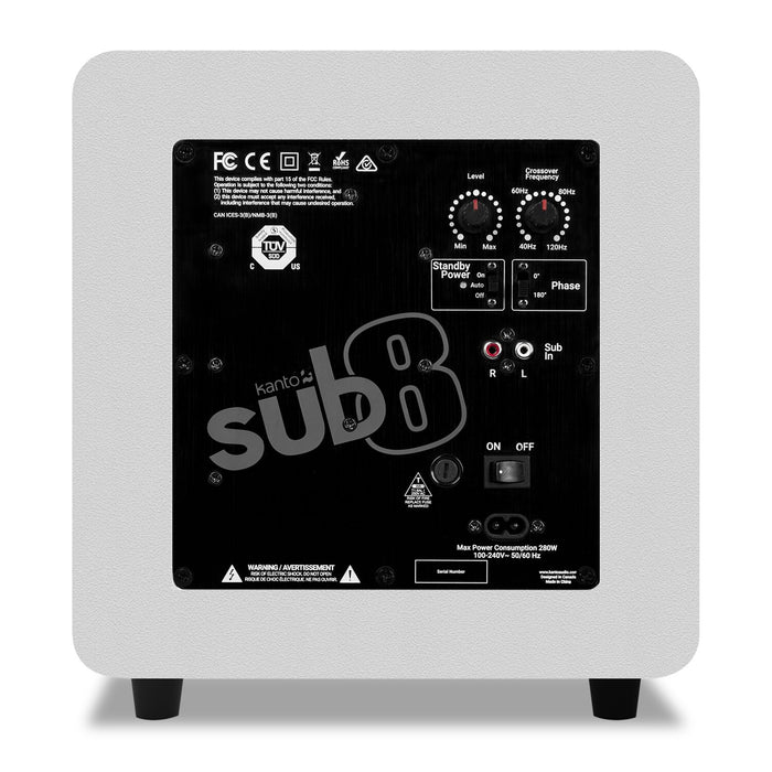 Kanto SUB8 300W 8\" Sealed Powered Subwoofer – White
