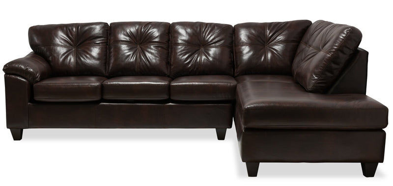 Made in Canada Addison 2-Piece Right-Facing Leather-Look Fabric Sectional with Removable Seat Cushions - Brown