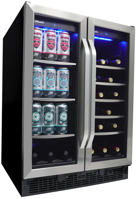 Silhouette Emmental 23.8\" 5.1 Cu. Ft. French-Door Beverage Centre / Wine Cooler - Stainless Steel - SBC051D1BSS
