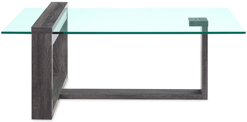California 47.25\" Modern Glass Top Coffee Table - Distressed Grey 
