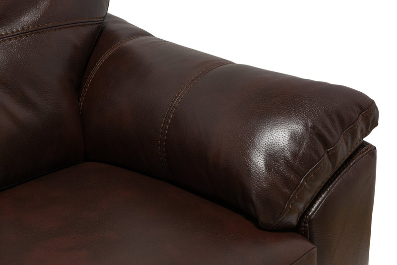 Made in Canada Addison 63\" Leather-Look Fabric Loveseat with Removable Seat Cushions and Tufting - Brown