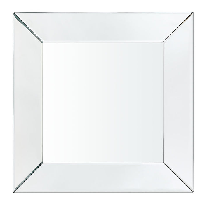 Berni 18\" Glam Mirror & Glass Top End Table with Shelf - Silver Metal with Diamond Look Legs